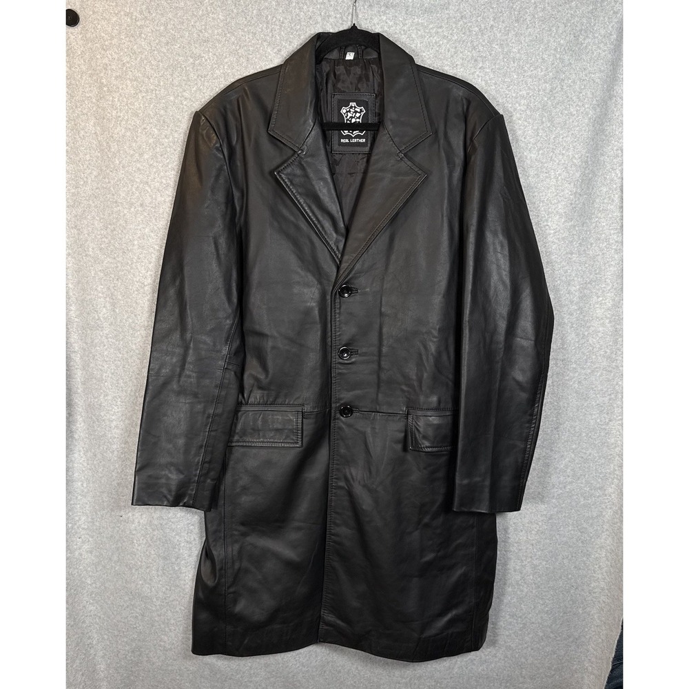 Leather Trench Coat Womens Large Vintage 90s Long Maxi‎